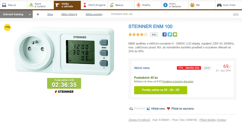 Měřič spotřeby STEINNER ENM 100