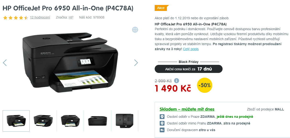 Multifunkce, inkoust, barva, Wifi, HP