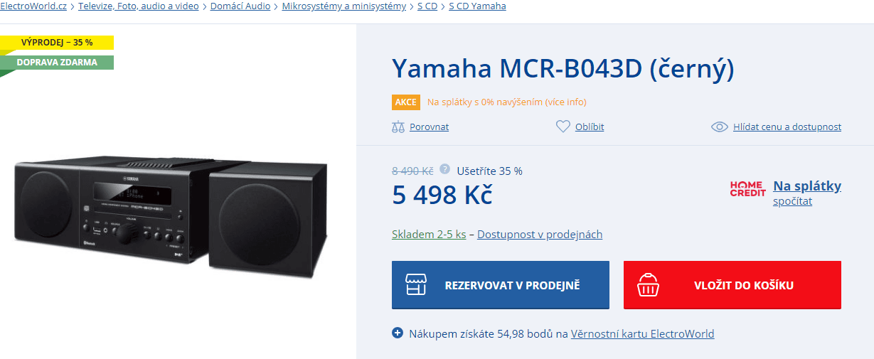 Audio systém Yamaha, BT, CD, FM, USB