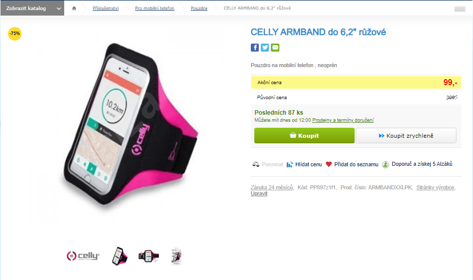 Sportovní neoprenové pouzdro CELLY Armband