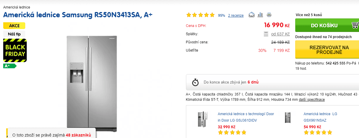 Americká lednice Samsung, led, voda, 179cm