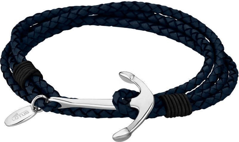 Kožený náramek s kotvou pánský Lotus