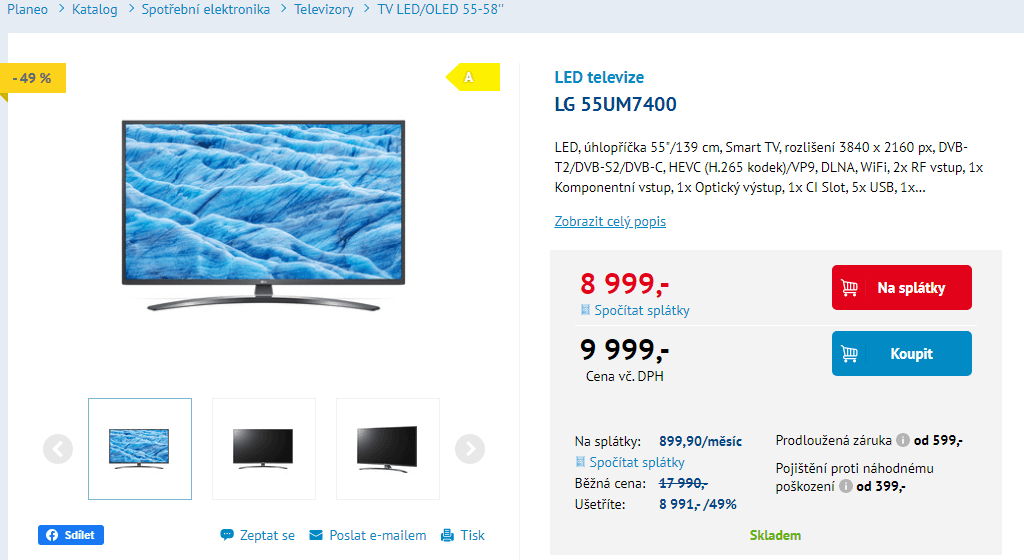 Ultra HD Smart TV, HDR, 139cm, LG