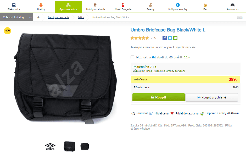 Taška přes rameno Umbro Briefcase L