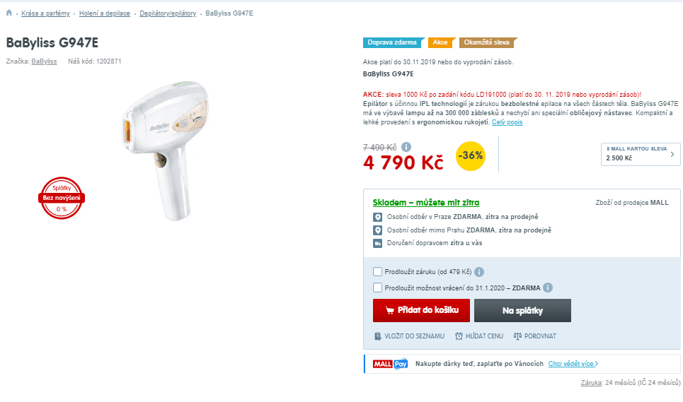 IPL epilátor BaByliss G947E