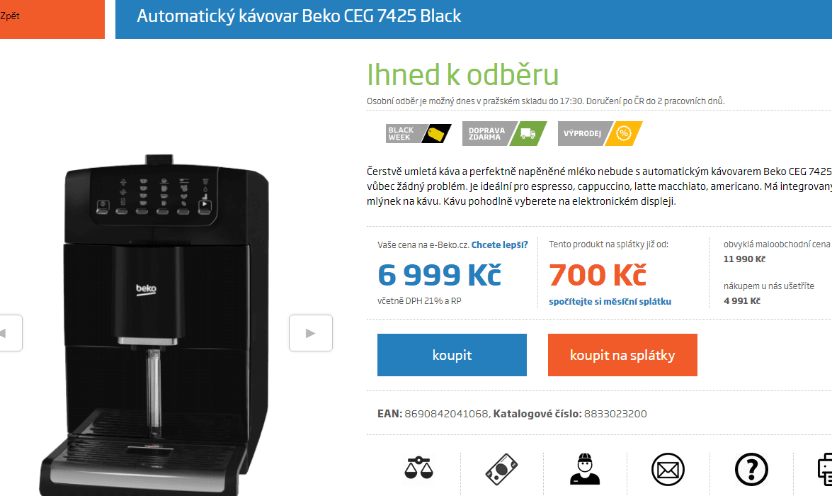 Automatický kávovar BEKO CEG7425