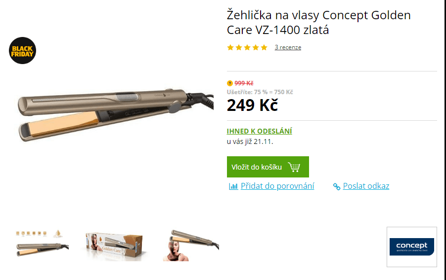 Žehlička na vlasy Concept VZ-1400