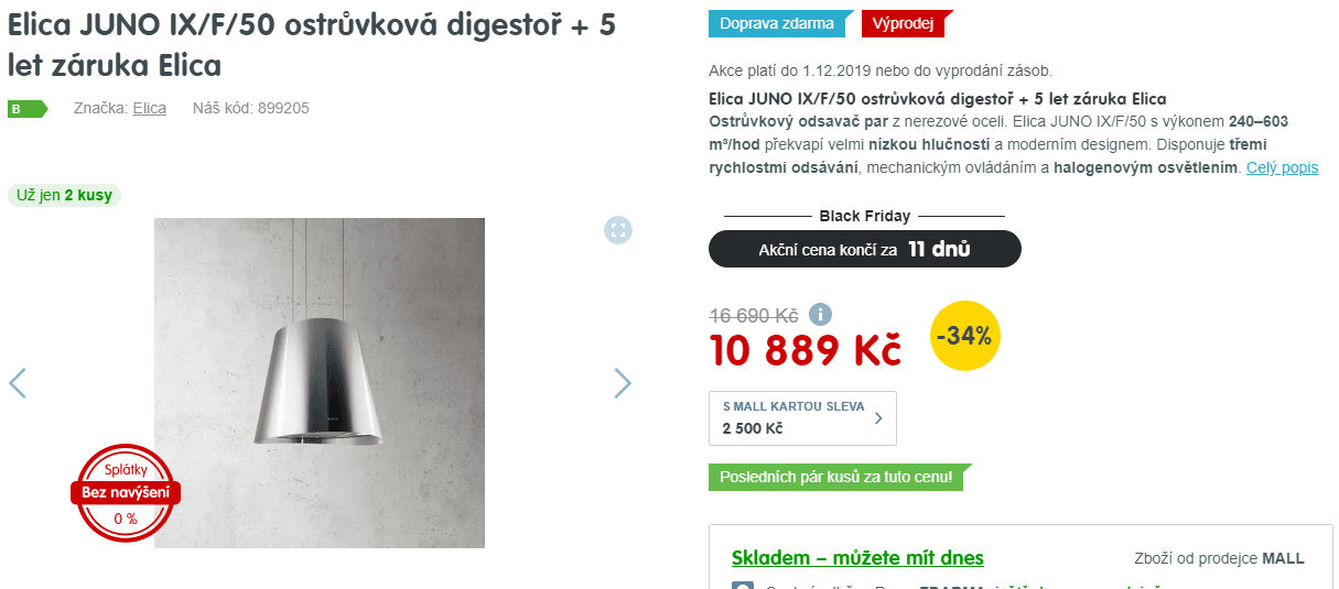 Ostrůvkový odsavač par ELICA JUNO