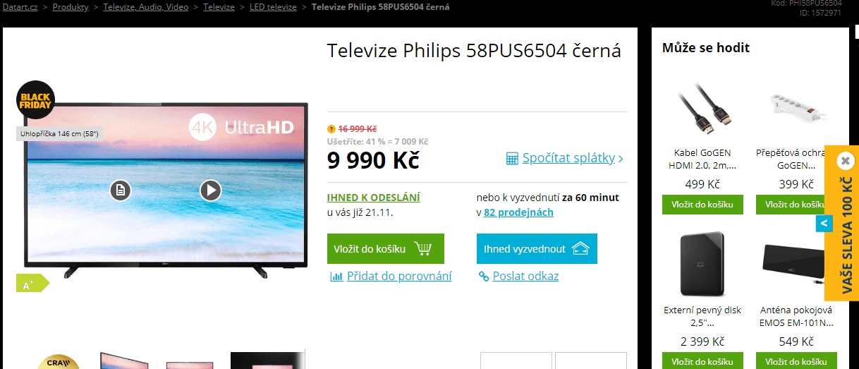 Ultra HD Smart TV, HDR, 146cm, Philips