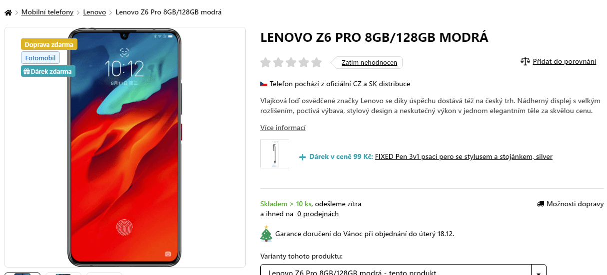 Lenovo Z6, 8x 2,48GHz, 8GB RAM, 