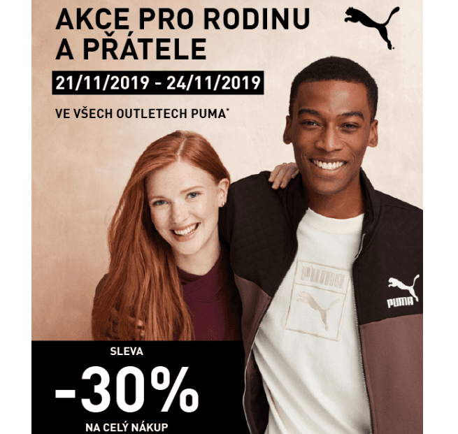 Extra sleva 30% na vše v outletech PUMA