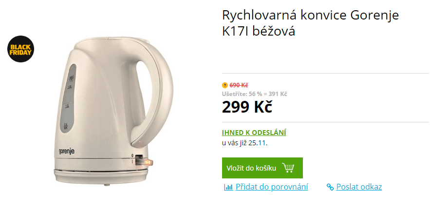 Rychlovarná konvice Gorenje, 1,7 l.