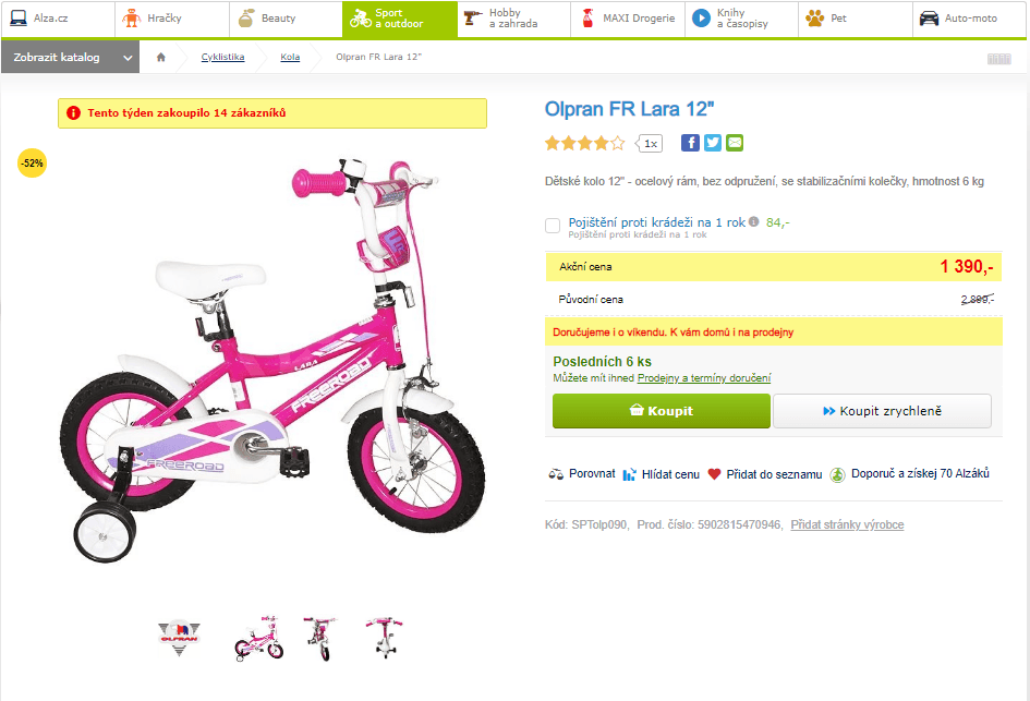 Dětské kolo Olpran FR Lara 12"