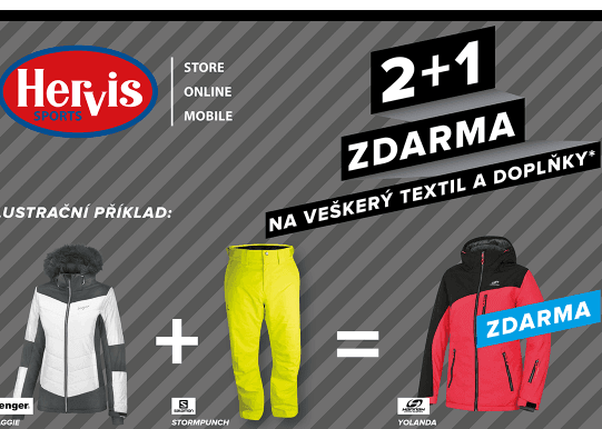 Hervis - 2+1 zdarma na oblečení