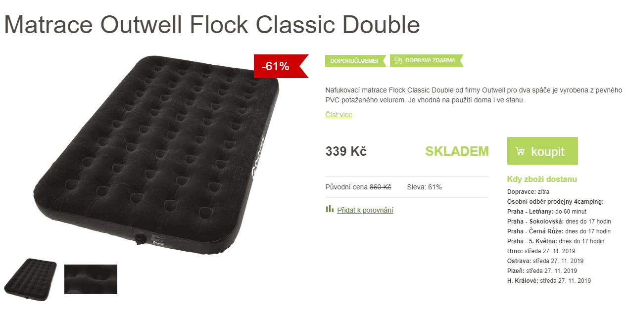 Nafukovací matrace Outwell Double