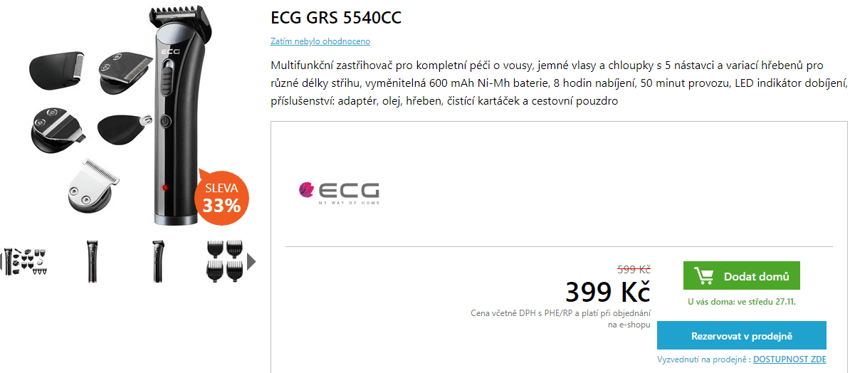 Zastřihovač vousů ECG GRS 5540CC