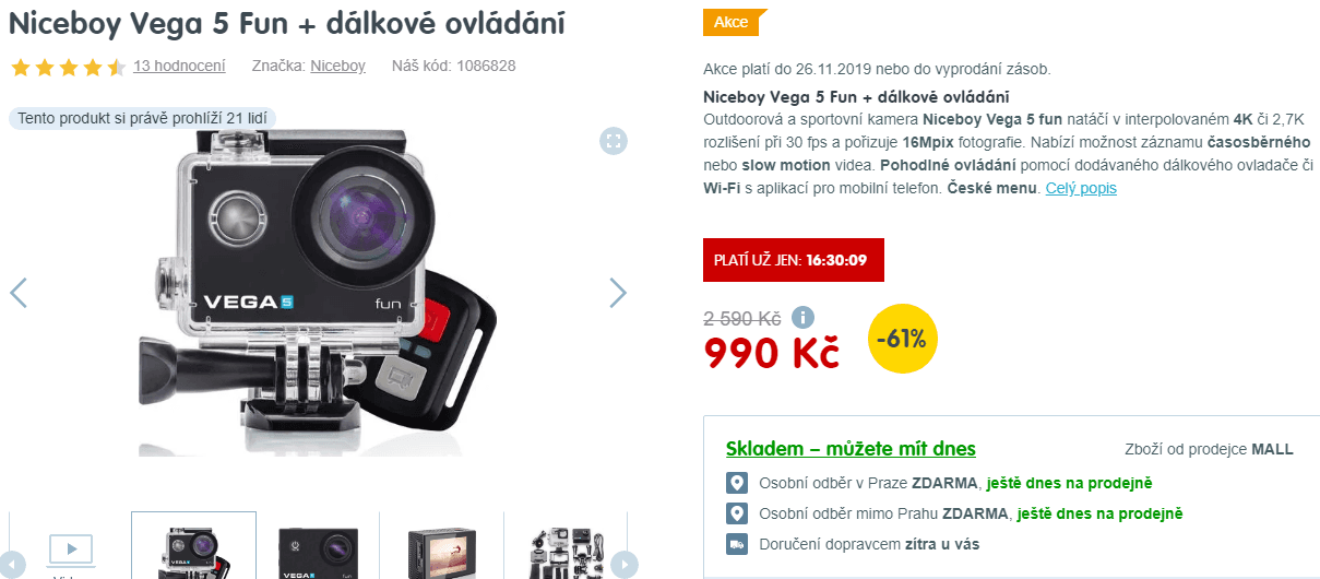 Akční kamera Niceboy VEGA 5 Fun + ovladač