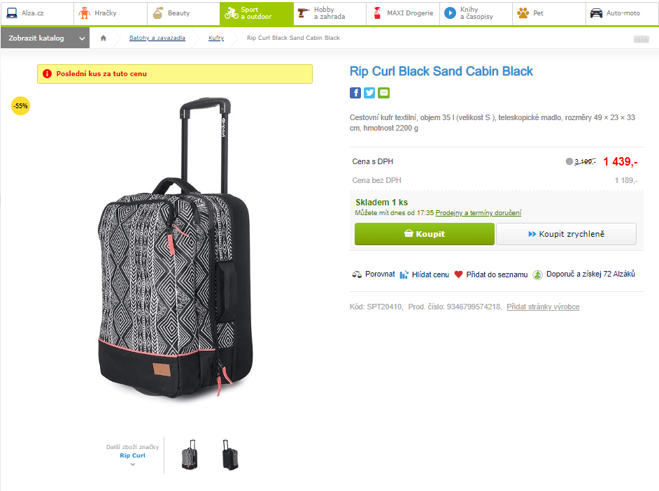 Cestovní kufr Rip Curl Black Sand