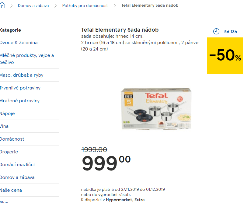 Set hrnců a pánví Tefal Elementary, 7 ks