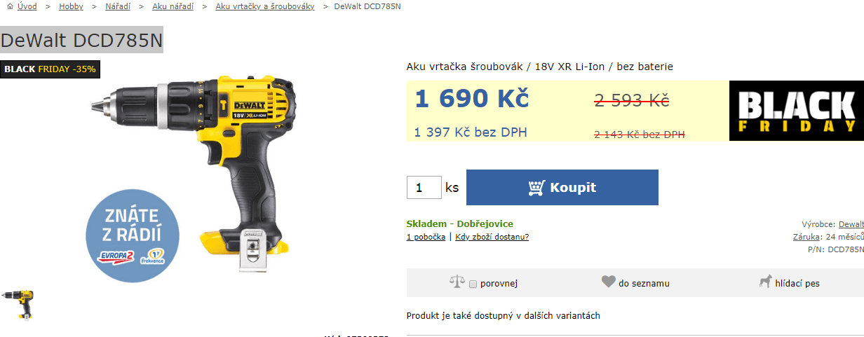 AKU příklepová vrtačka / šroubovák DeWalt