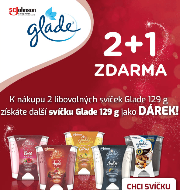 Akce 2+1 na vonné svíčky Glade