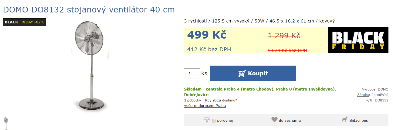 Stojanový ventilátor Domo, 40 cm