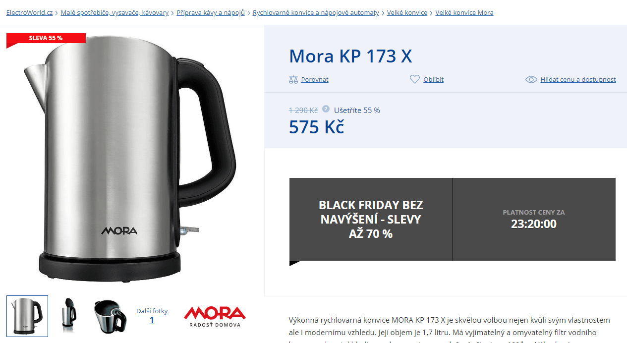 Rychlovarná konvice Mora KP 173 X