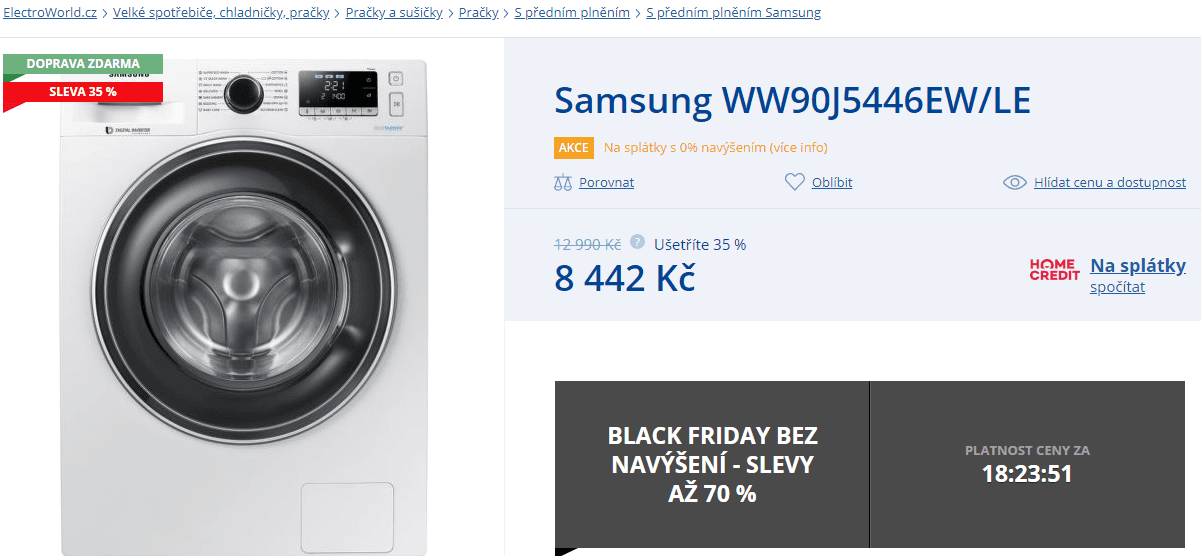 Pračka Samsung, A+++, 9 kg, 1400 ot.