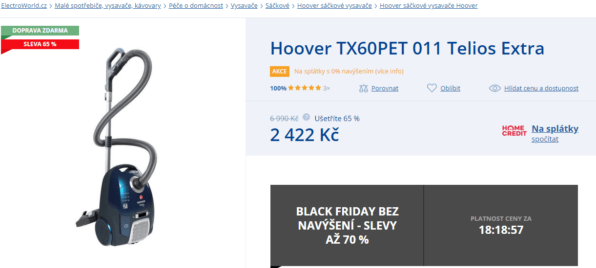 Sáčkový vysavač Hoover Telios Extra