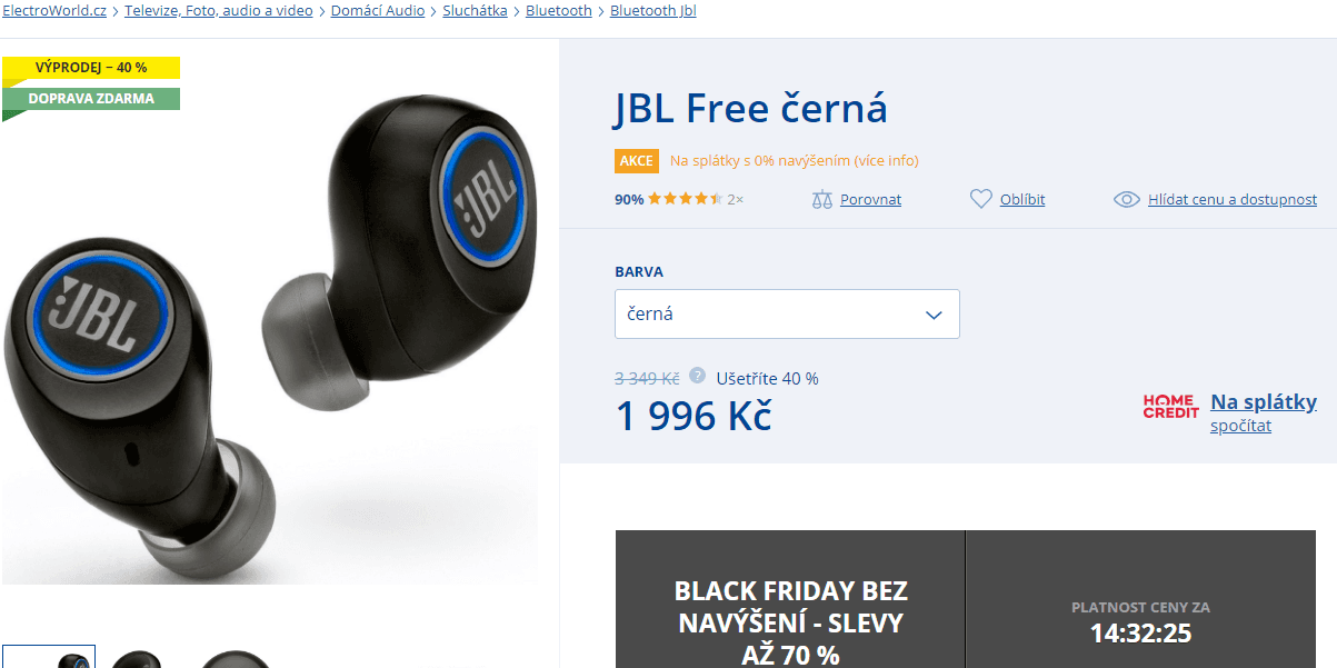 Bezdrátová sluchátka JBL Free 