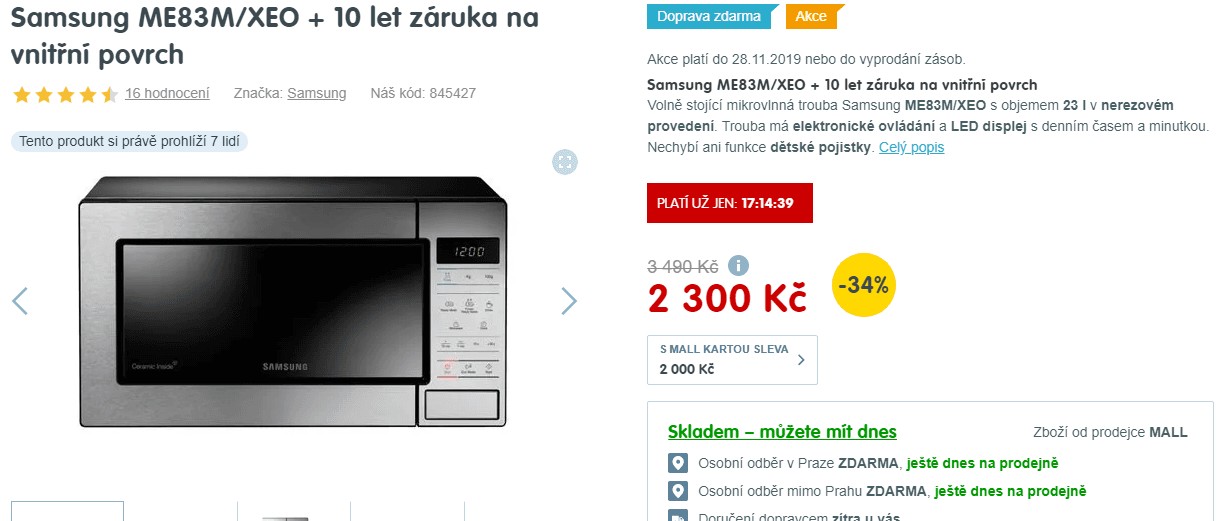 Mikrovlnná trouba Samsung, 800W, 23 litrů