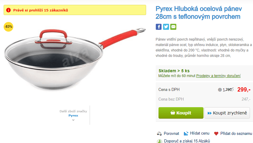Hluboká ocelová pánev Pyrex 28 cm