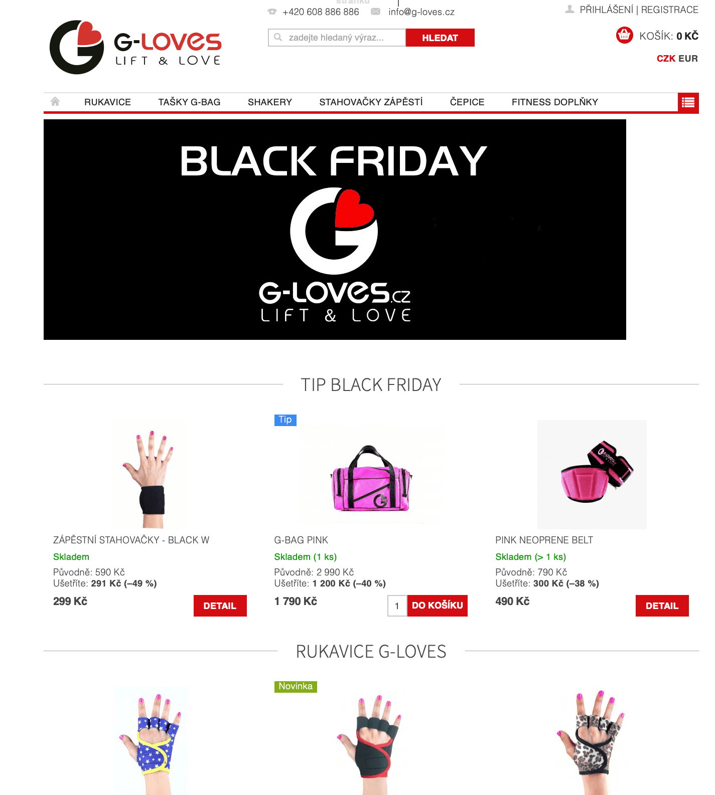 Black Friday na www.g-loves.cz (fitness doplňky)