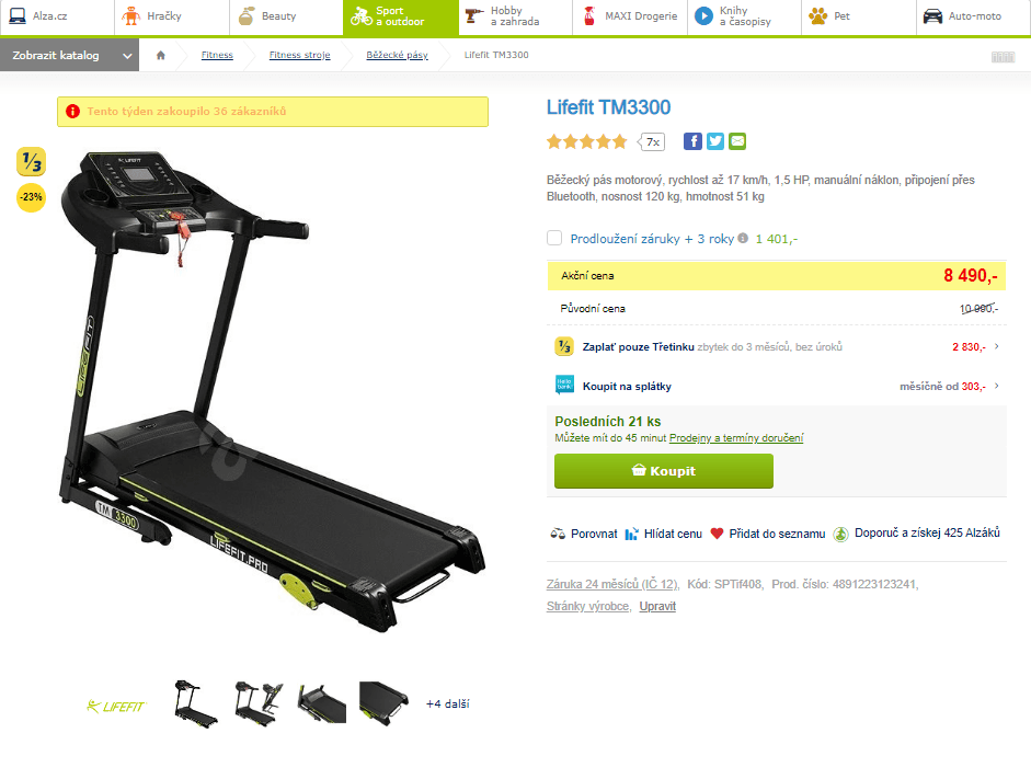 Motorový běžecký pás Lifefit TM3300