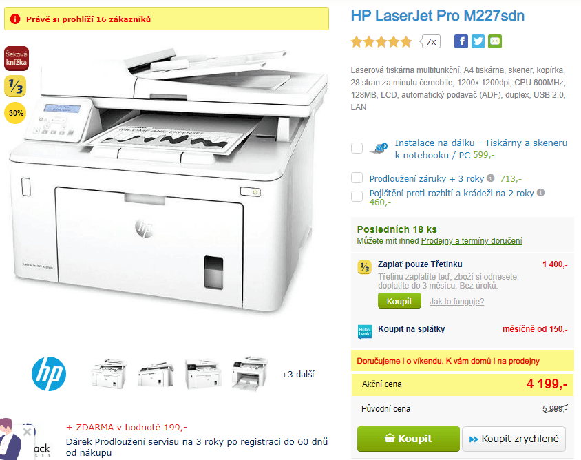 Laser, multifunkce, ČB HP LaserJet Pro