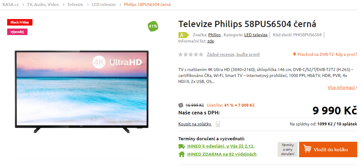 Ultra HD Smart TV, HDR, 146cm, Philips