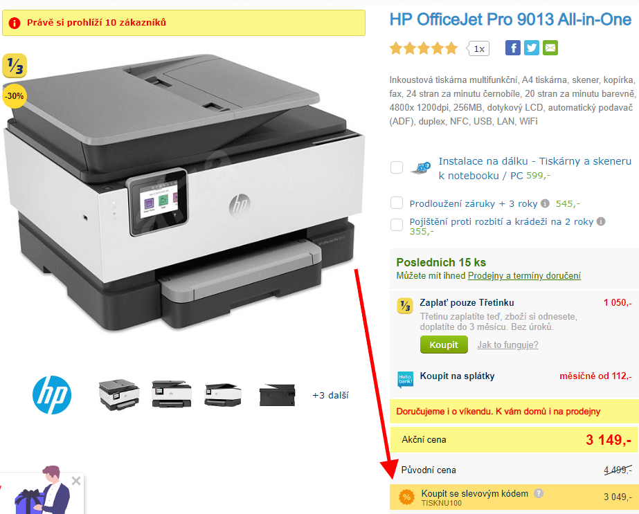 Ink. barva, multifunkce HP, Wifi