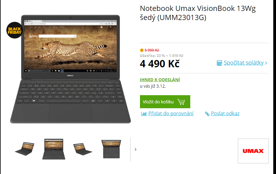 Umax, až 2,6GHz, 4GB RAM, 13,3", 1,3kg