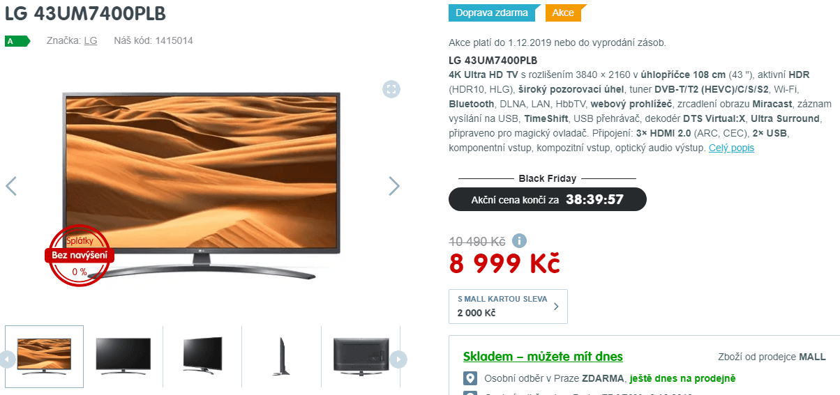 Ultra HD Smart TV, HDR, 108cm, LG