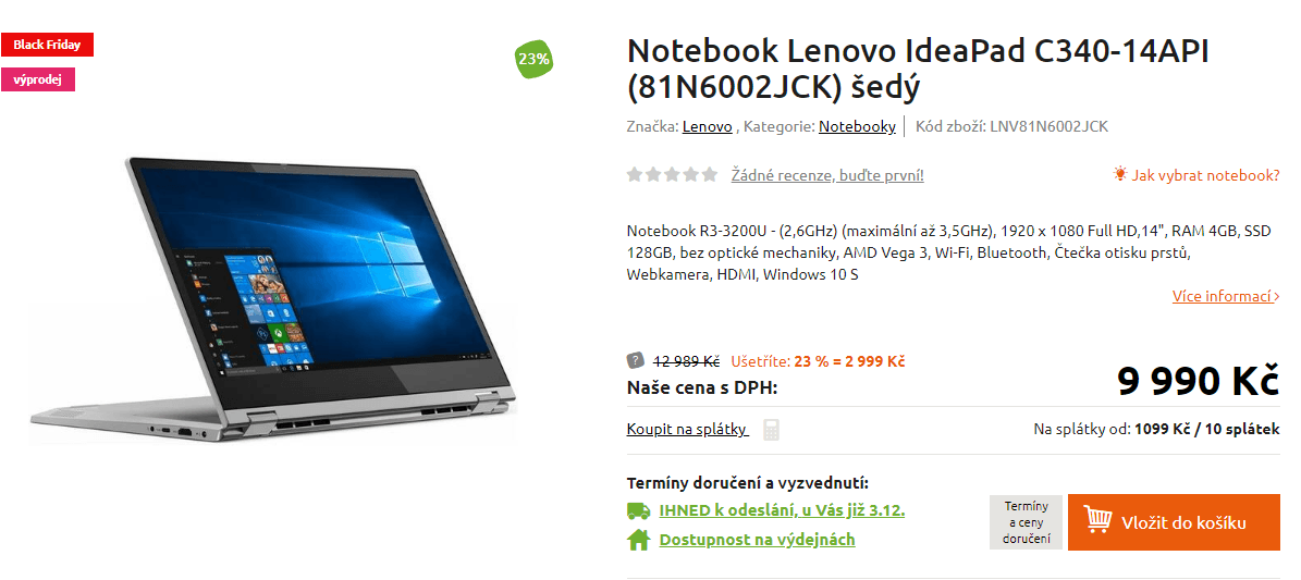 Lenovo, 2,6GHz, 4GB RAM, dotyk 14", SSD 