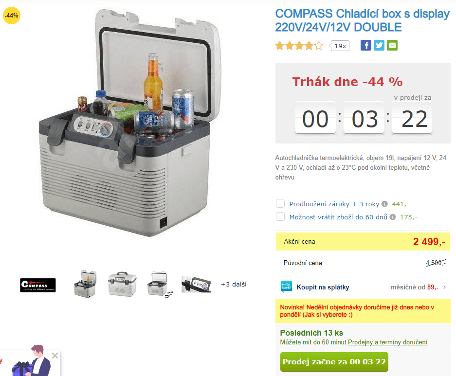 Autolednice Compass, 19 litrů, hřeje, chladí