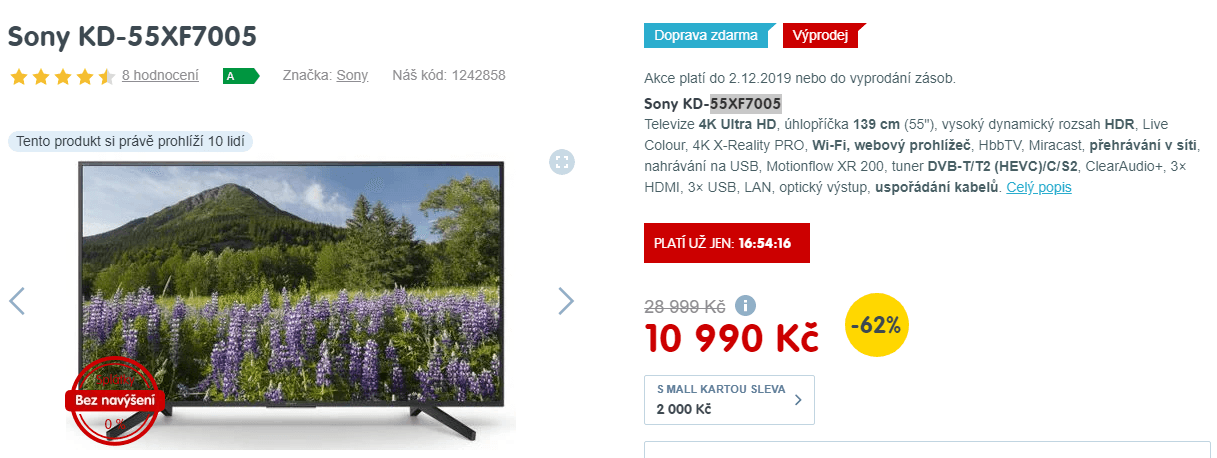 Ultra HD TV, HDR, Smart, 139 cm, SONY