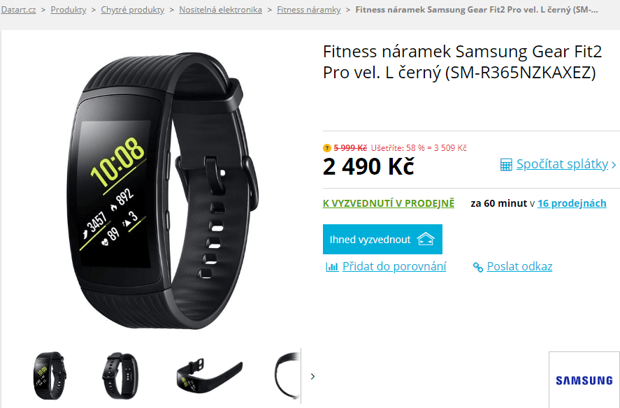 Chytré fitness hodinky Samsung Gear Fit2