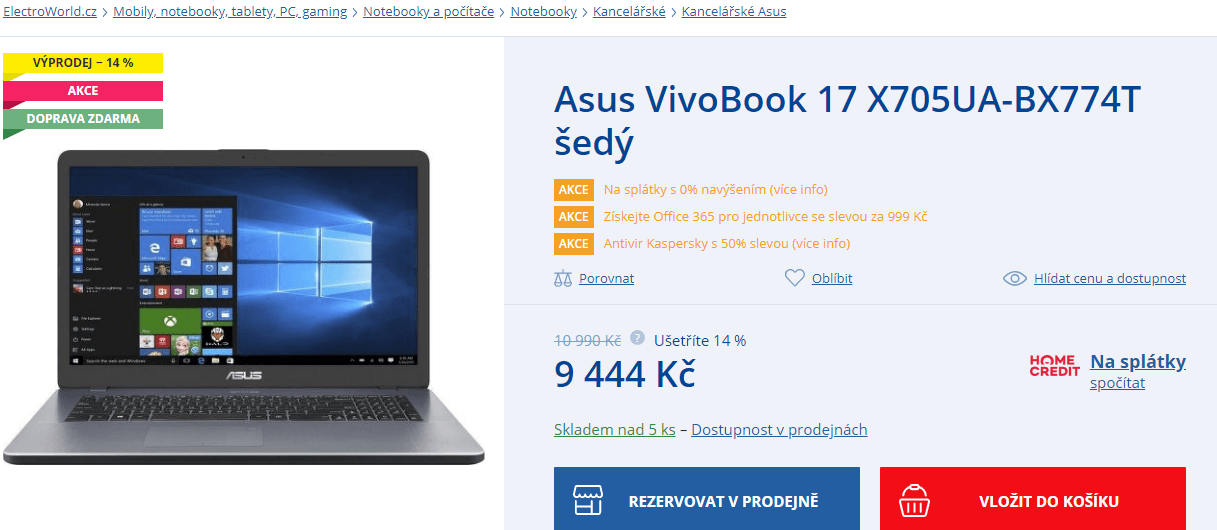 Asus, 2,3GHz, 4GB RAM, 17,3", 2,1kg