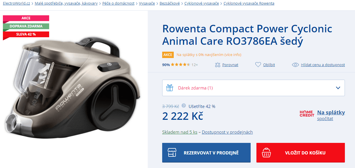 Bezsáčkový cyklonový vysavač Rowenta 3786