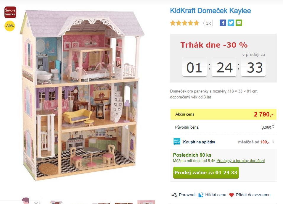 Domeček KidKraft Kaylee, 1,2 x 0,8 m