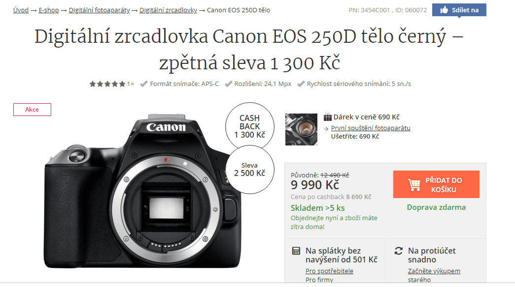 Digitální zrcadlovka Canon EOS 250D