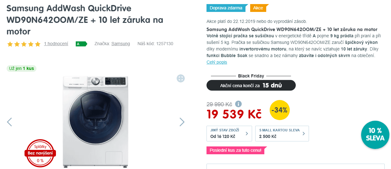 Pračka se sušičkou Samsung, 9/5kg, 1400 ot.