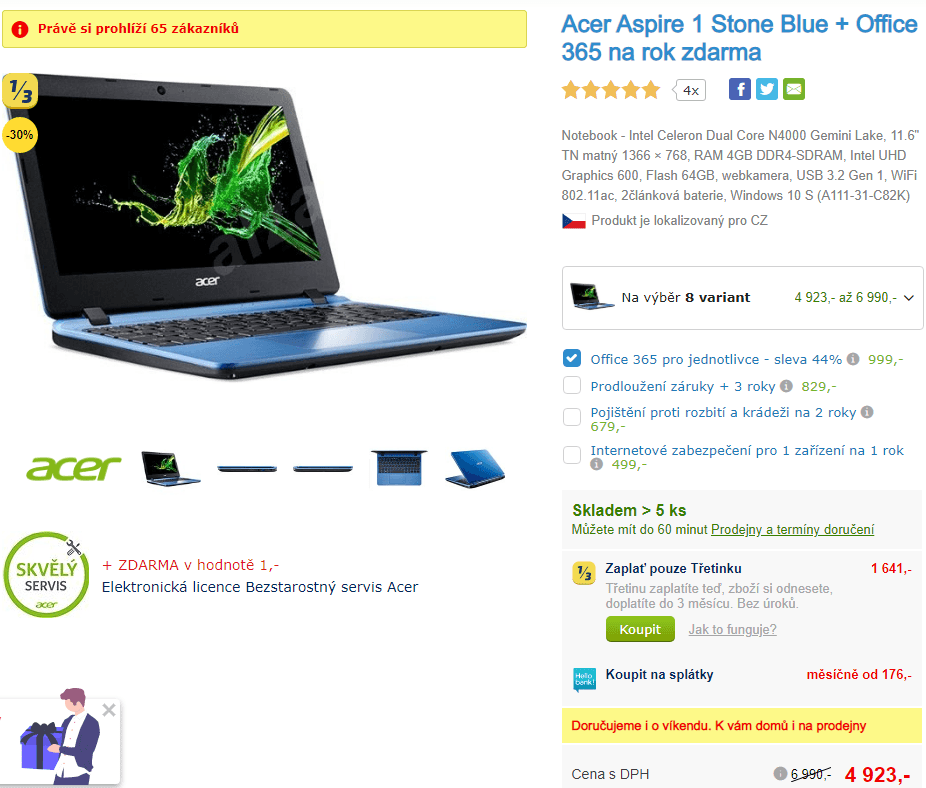 Acer, 2,6GHz, 4GB RAM, 11,6", 1,25kg