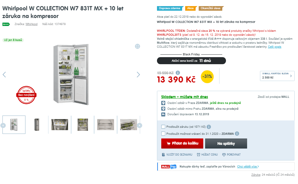 Komb. lednice Whirlpool, A+++, 338 l 
